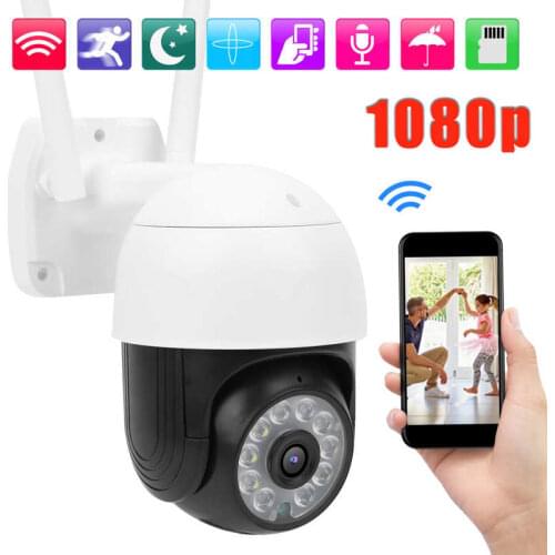 1080P WIFI Smart Camera 2 Way Color Night Vision IP66 Waterproof Surveillance System 100‑240V
