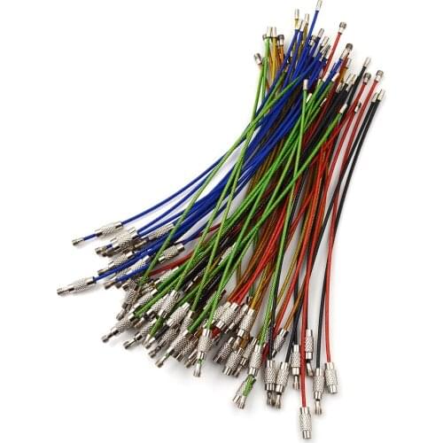 5/10pcs Colorful Screw Locking Stainless Steel Wire Keychain Cable Rope Key Holder Keyring Key Chain Rings Cable Outdoor Tools