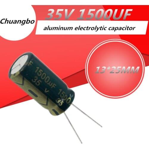 2pcs 35V 1500UF 13*25MM Higt quality Aluminum electrolytic capacitor 1500UF 35V Low ESR/impedance high frequency 20