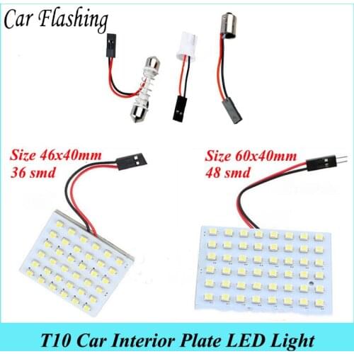 Car Flashing 10Pcs reading lamp 1210 36 48 SMD Led car White Bulb Light Panel Car Interior T10 T11 Dome BA9S Adapter automobiles