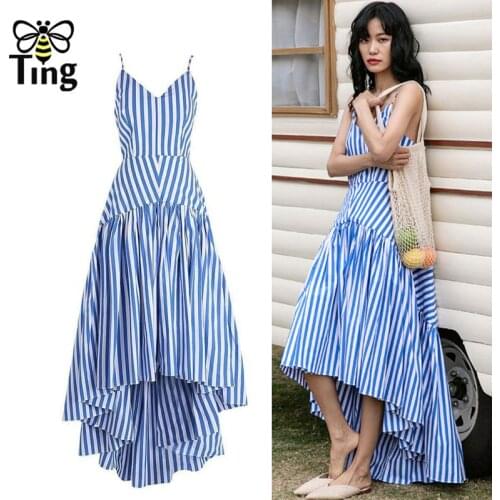Tingfly Bohemian Summer Chic Striped Sexy Asymmetrical Ruffles Long Maxi Dress Street Boho Desigually Casual Vestido Elbise Robe