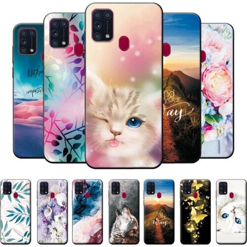 For Samsung Galaxy M31 Case M315F For Samsung M31 Phone Cases For Samsung M31 Case Silicone Soft TPU Back Cover Case Cute Cat