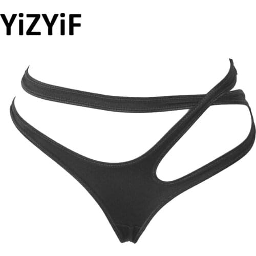 Women Sexy Cross Strap Panties Black Charming G-String T-Back Harness Lingerie Swimwear
