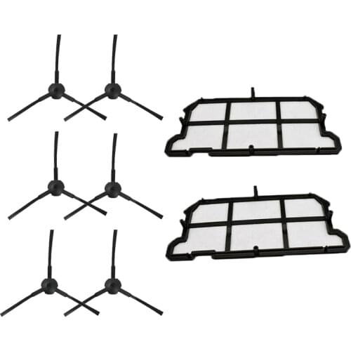 2 x Efficient Dust Hepa Filter + 6 x Side Brush for ilife V7 V7S V7S PRO Robot vacuum cleaner parts replacement spare parts kit