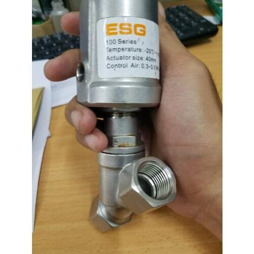 Esg100 Katup Sudut Pneumatik Bahan Stainless Steel Ukuran 40mm Dn 15 Pneumatik Cf8