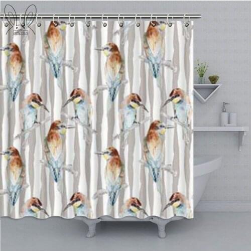 Herons Storks Bird Bathroom Curtain Colorful Birds Waterproof Shower Curtain Polyester Fabric Bath Curtain Bathroom Shower Sets