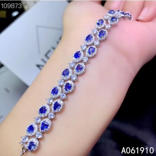 KJJEAXCMY boutique jewelry 925 sterling silver inlaid Natural sapphire fine ladies Bracelet support detection fashion