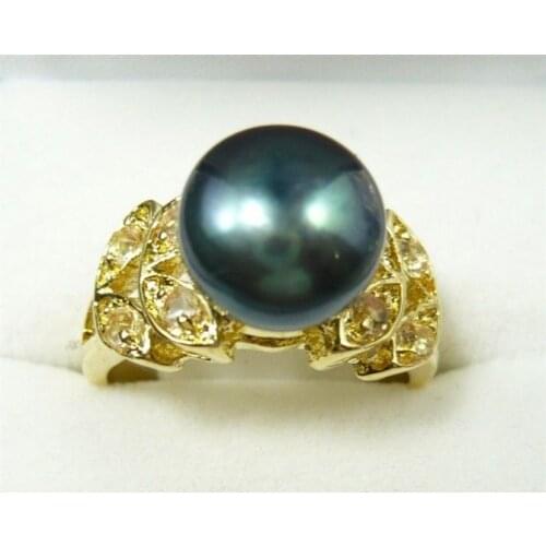 3 colors charm cultured white/pink/black pearl 18KGP ring US Size 7,8,9