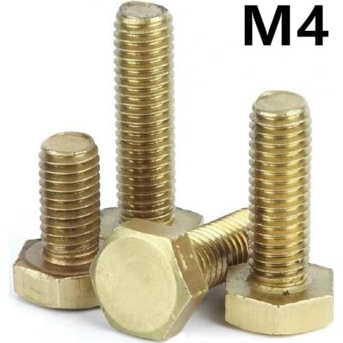 60PCS DIN933 M4x6/8/10/12/16/20/25/30mm GB5783 Brass Screws Copper Bolts Hexagon Head Screws Threaded Up To The Head
