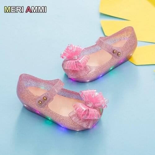 MERI AMM LED Lightening Shoes Dancing Stage For Princncess Dress Up Girls Sandals Daily Jelly baby shoes