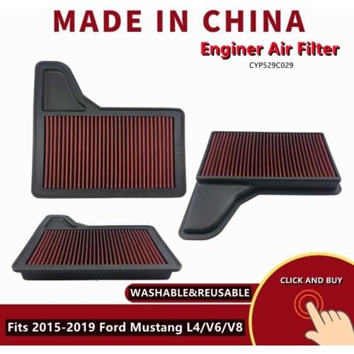 Washable Air Filter Car for 2015-2019 Ford Mustang L4/V6/V8 Replacement Filter High Flow Air Filter