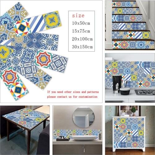 10/15/20cm Strip Tiles Wall Sticker Kitchen Bathroom Fridge Ceramics Decoration Waist Line Wall Decor PVC Art Mural Wallpaper