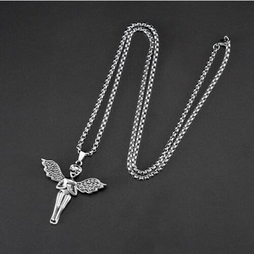 Collares Choker Ancient Ways With Angel Wings Pendants Steel Necklaces Man Woman Disco Dancing Hip-hop Personality Accessories