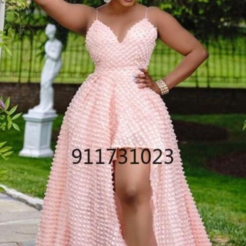 Spaghetti Strap Sleeveless Gown Fashion Appliques Solid Elegant Chic 5XL Plus Size Party Dress Robes African Dresses For Women