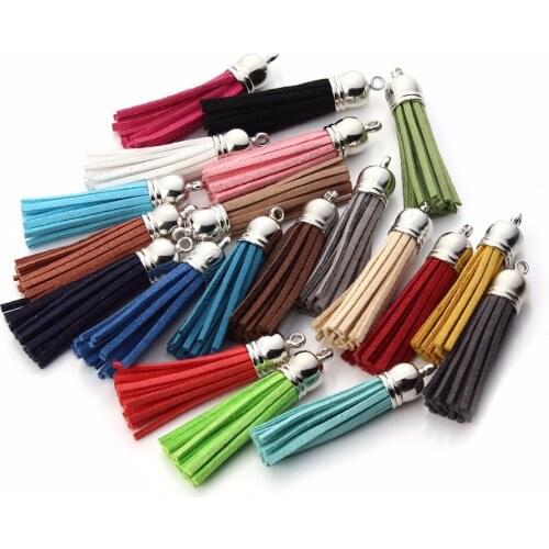 20pcs/lot 30mm Faux Suede Tassel Brush Pendant with Silver Cap Tassels for Dangle Earring Keychain Cellphone Straps DIY Making