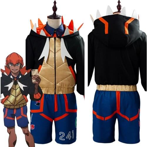 Pokemon Sword/Shield Cosplay Pokemon Raihan Costume Hooded Coat Jacket Daily Uniform Streetwear
