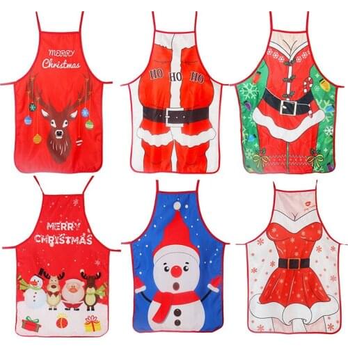 Christmas Aprons Adult Santa Claus Aprons Women and Men Dinner Party Decor Mini Christmas Apron New Year Christmas Gift