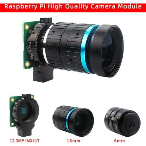 Raspberry Pi HQ Camera Module 12.3 Megapixel Sony IMX477 Sensor with Adjustable Back Focus 6mm CS / 16mm C-mount Lens for 4B/3B