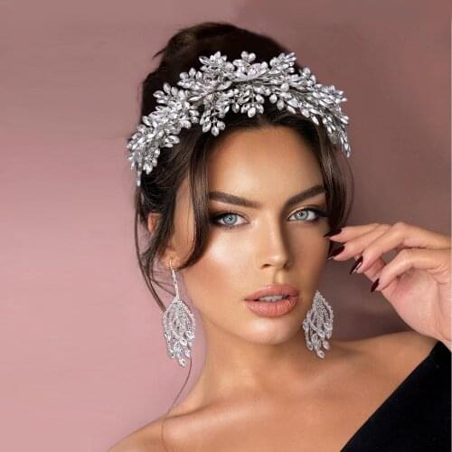Luxury Jewelry Headpiece Fashion Bride Crown Crystal Wedding Tiaras Rhinestone Women Hair Accessories Headband Bridal Hair Band