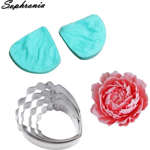 Diy Peony Veiners Silicone Mold Cake Decorating Tools Chocolate Gumpaste Mold Chocolate ,Sugarcraft Cutters Veiner Set CS157