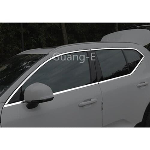 Car Styling Stainless Steel Garnish Pillar Window Middle Strip Trim Frame Lamp Hood For VOLVO XC40 2018 2019 2020