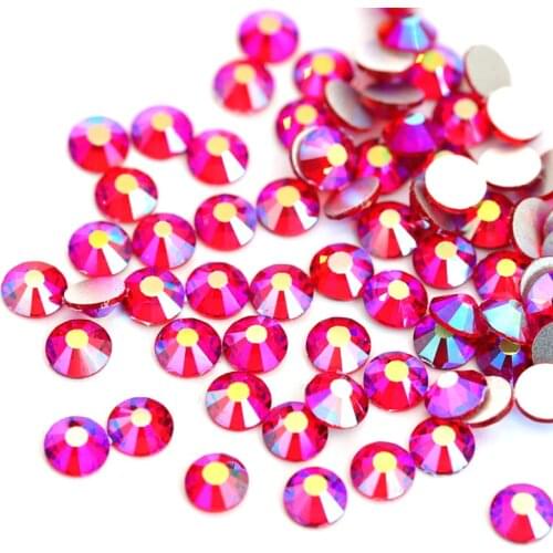 2028 SS3-SS30 Lt.Siam AB Nail Rhinestone Red Glass Crystal Non Hotfix Strass Glitter Rhinestone for Nails Art Decorations H0052