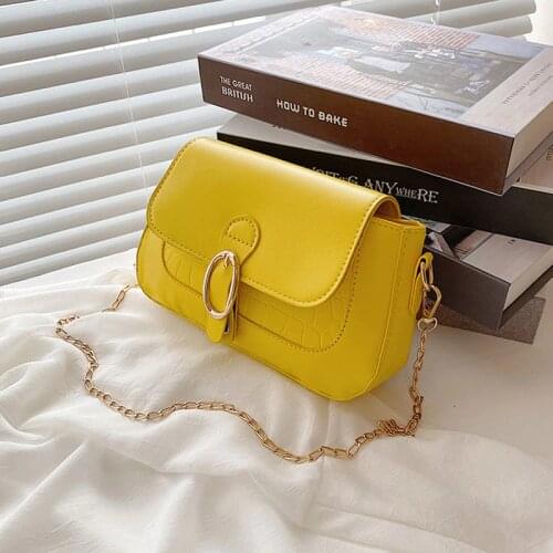 High Quality Chain Handbags For Women Pu Leather Shoulder Bags Stone Pattern Designer Crossbody Bag Simple Style Female Purse