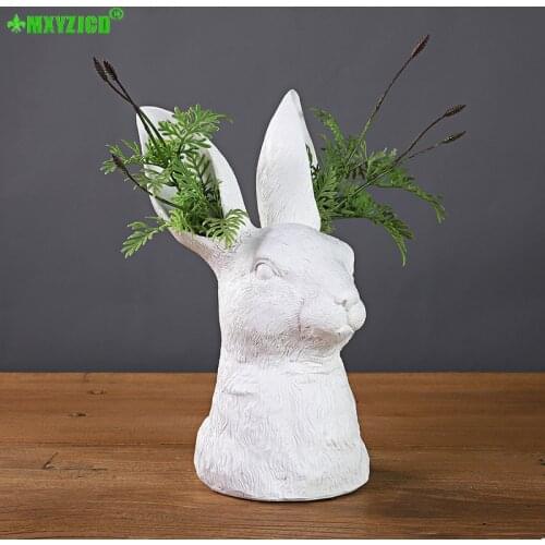 Simple Animal Resin Vase Sculpture Crafts Living Room Balcony Desktop Flower Arrangement Flower Pot Home Decoration Ornaments