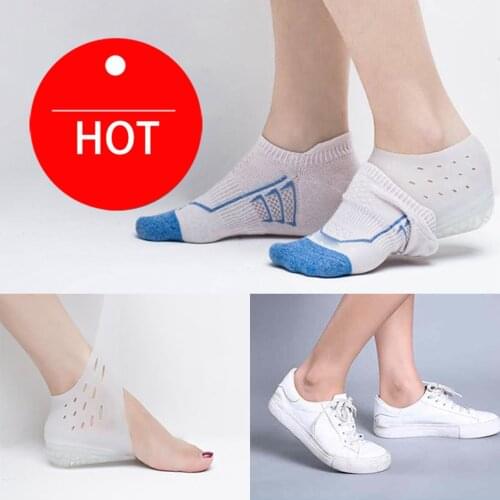 Increase height 2.0-4.0cm Silicone Invisible SocksWomen Men Heel Pads Gel Lift Insoles In Socks Cracked Foot Skin Care Tool