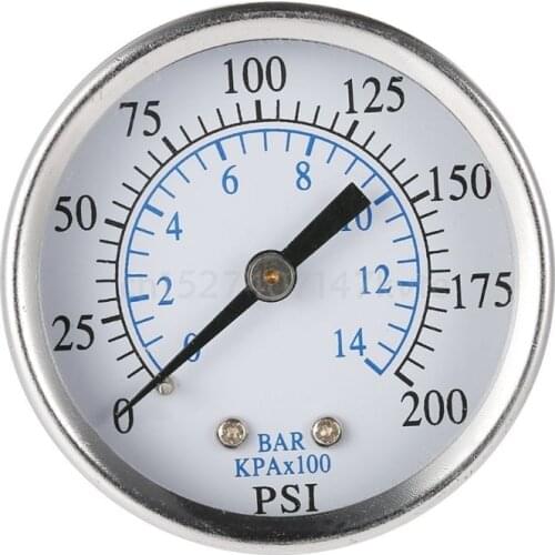 Air Pressure Gauge Air compressor 2" face 0-200 PSI Back Mount 1/4" npt 0-14Bar
