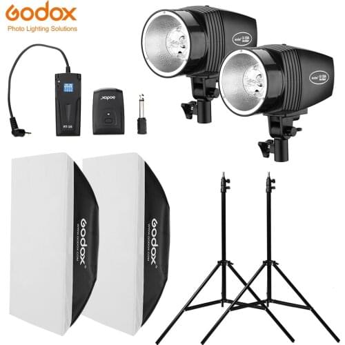 Free DHL Godox 300Ws 2x 150Ws Strobe Studio Flash Light Kit with RT-16 Trigger & 2x 50x70cm Softbox & 2x 190cm Light Stand