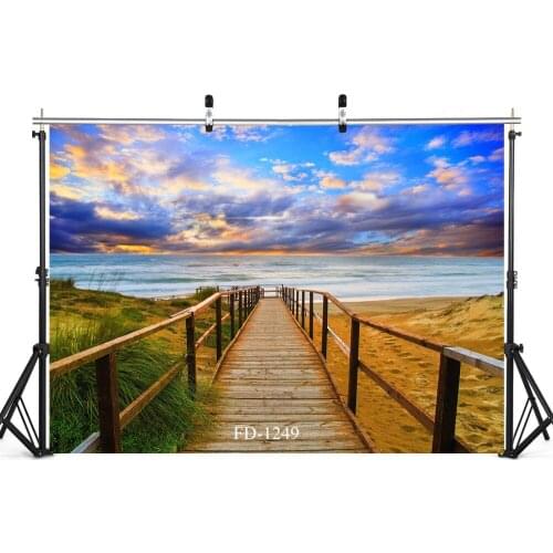 Walkway Seaside Photo Background for Photograph Accessories Children Kids Baby Vinyl Cloth Photography Backdrop Photo Studio