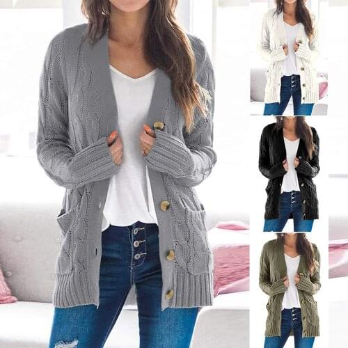 Fall/Winter New Fashion Loose Cardigan Sweater Womens Large Size Pure Color Knitwear Jacket