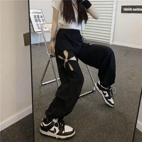 ISENMAL Womens Cargo Pants Patchwork Streetwear High Waist Vintage Loose Harajuku 2021 Wide Leg Pants Oversize Trousers