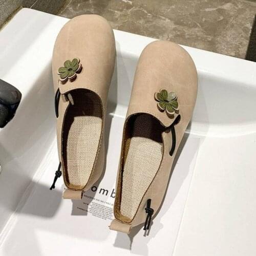 Mori Womens Retro Peas Shoes Women 2021 New Autumn Light Flat Casual Grandma Shoes Shallow Mouth Ladies Single Shoes