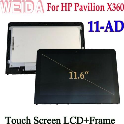 WEIDA LCD For HP PAVILION X360 11-AD 11-ad000 11-ad100 11- AD Series 11.6" Touch Screen LCD Display Assembly Frame Replacement