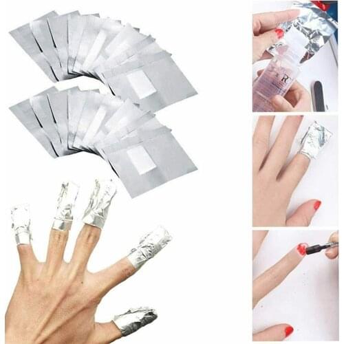 100pcs Nail Foil Gel Wraps Nail Polish Remover Nail Towel Gel Polish Remover Manicure Tool Soak Off Foils Cotton Pads