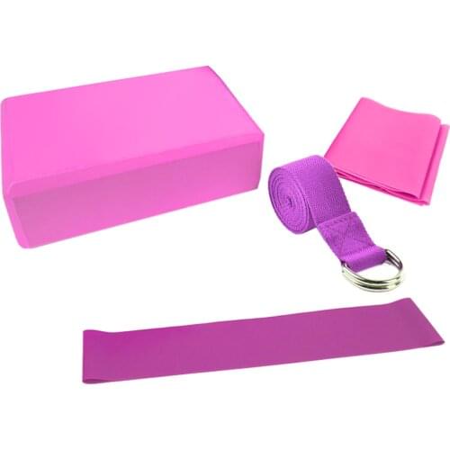 4pcs Yoga Equipment Set Yoga Blocks Stretching Strap Resistance Loop Band Exercise Band Home Gym Yoga Accessories