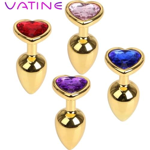 VATINE Butt Plug Jewelry Crystal Female Masturbation Anal Plug Heart Shaped Sex Toys For Woman Men Gay Prostate Massager