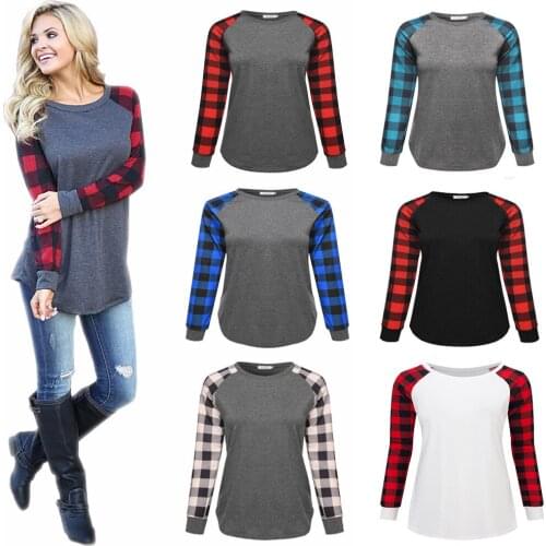 Blusas Femininas 2019 Fashion Women Blous Plaid Print Long Sleeve Blous Shirt Casual O-Neck Loose Tops Tees Plus Size 5XL