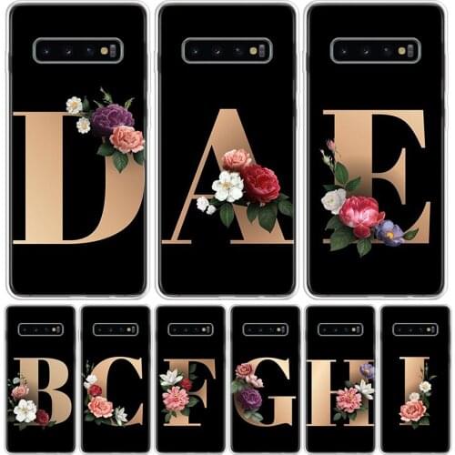 26 Letter A-J Flowers Cover Phone Case For Samsung Galaxy S10 S20 Ultra Note 10 9 8 S9 S8 J4 J6 J8 + Lite Plus Pro S7 Coque