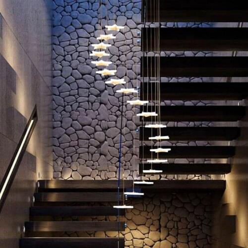 Duplex staircase chandelier led creative postmodern minimalist American meal chandelier star hanging line lamp lighting led lamp
