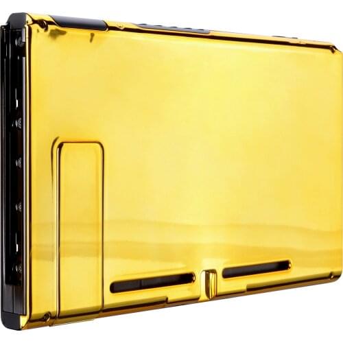 Custom Chrome Gold Console Back Plate DIY Replacement Housing Shell Case for Nintendo Switch Console with Kickstand