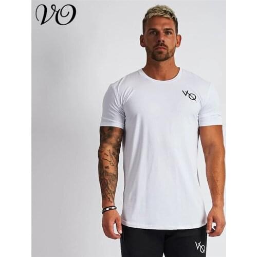 Mens Summer Gym Short-Sleeved T-shirt Jogger Cotton Fitness Fashion Sportswear Streetwear Men Casual Sweatshirt Round Neck Top