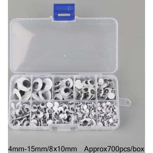 700Pcs 4-15mm Mixed Googly Eyes Self-adhesive DIY Scrapbooking For Teddy Bear Stuffed Toy Doll Accessories