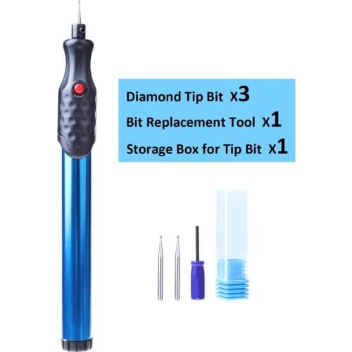 Engraver Pen Electric Engraving Tool 3 Diamod Bits Engrave Metal Glass Wood Stone Silver Plastic Leather Jewellery