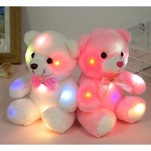 Creative Light Up LED Inductive Teddy Bear Stuffed Animals Plush Toy Colorful Glowing Teddy Bear Nice Gift for Girl