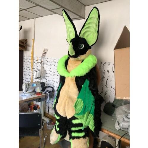 Bend legs customized available real photo full sets green dragon Suit fursuit Costume fox Party Fancy Dress Carnival Gift