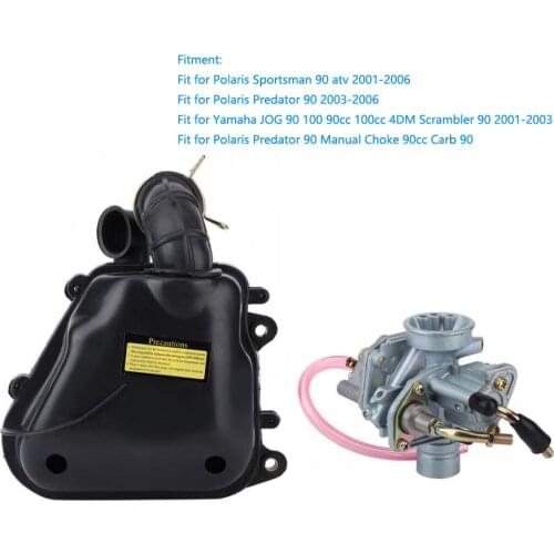 Carburetor with Air Filter Box Carburetor Box Assembly Housing Replacement Accessory Fit for Polaris Predator 90 Manual Choke