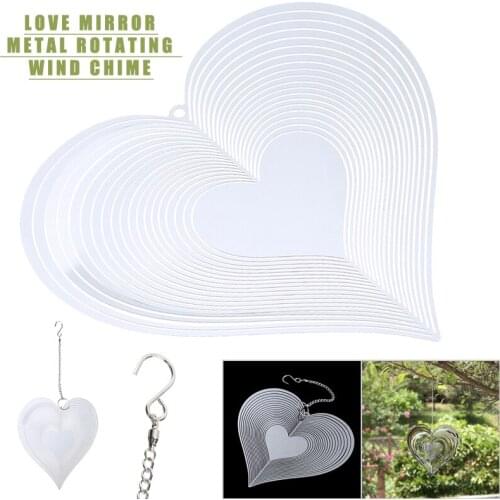 Metal Heart Mirror Rotating Wind Spinner Catcher For Outdoor Yard Garden Hanging Decor Home Decoration Accessories